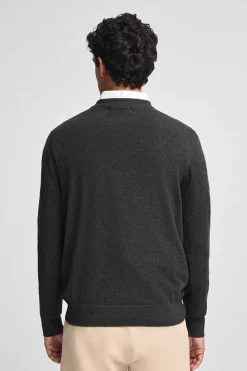 Polo Club Pulls*Pull gris foncé chiné en laine mélangée et broderie Rigby Go Vigoré Gris Foncé