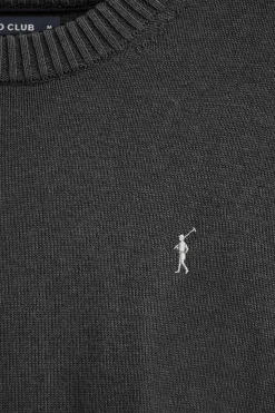 Polo Club Pulls*Pull gris foncé chiné en laine mélangée et broderie Rigby Go Vigoré Gris Foncé