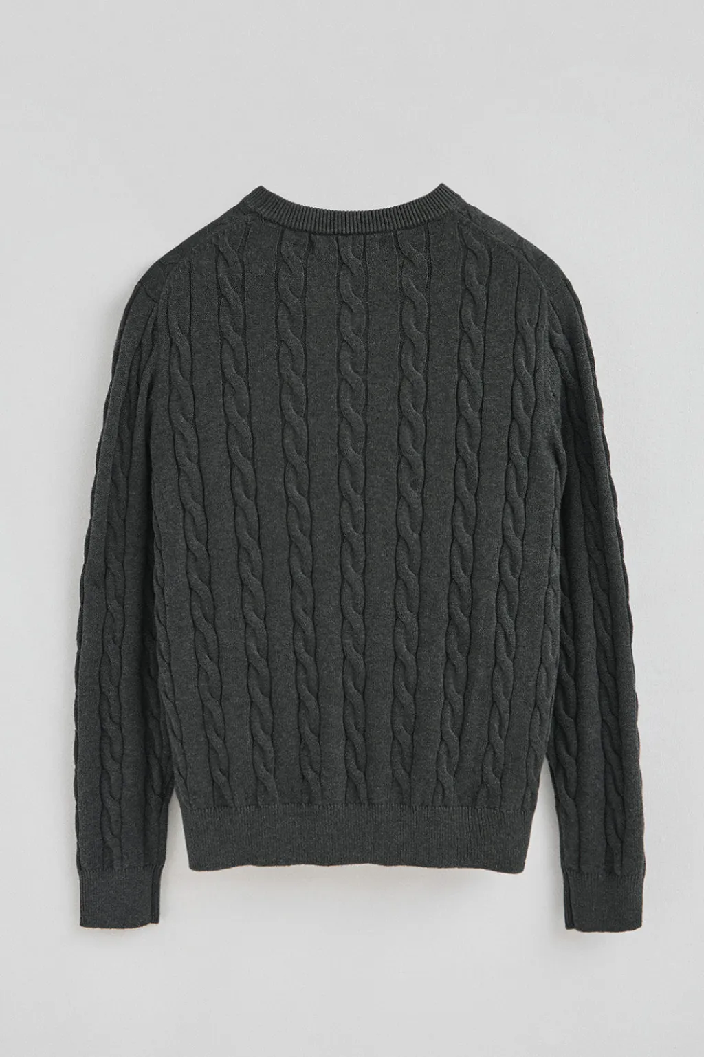Polo Club Pulls*Pull gris foncé chiné en maille tressée en laine mélangée avec broderie Rigby Go Vigoré Gris Foncé