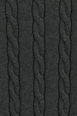 Polo Club Pulls*Pull gris foncé chiné en maille tressée en laine mélangée avec fermeture éclair partielle et broderie Rigby Go Vigoré Gris Foncé