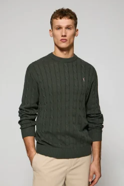 Polo Club Pulls*Pull en maille tressée à col ras du cou et logo Rigby Go Gris Pierre