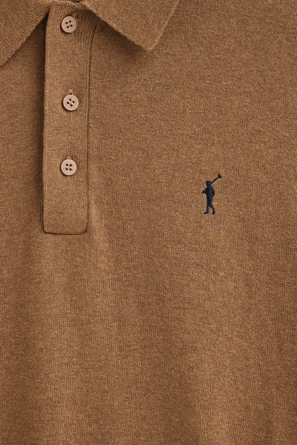 Polo Club Pulls*Pull marron chiné à col polo en laine mélangée avec broderie Rigby Go Brun Chiné