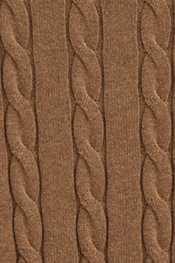 Polo Club Pulls*Pull marron chiné en maille tressée en laine mélangée avec fermeture éclair partielle et broderie Rigby Go Brun Chiné