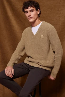 Polo Club Pulls*Pull marron en maille en jauge 9 avec détail Brun