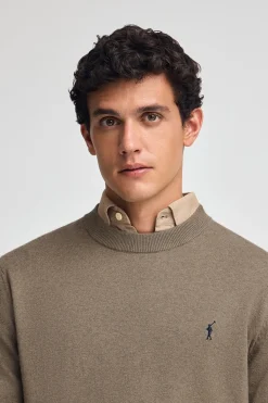 Polo Club Pulls*Pull en laine mélangée et broderie Rigby Go Marron Foncé Chiné