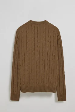 Polo Club Pulls*Pull moka en maille tressée à col ras du cou et broderie Rigby Go Mocca