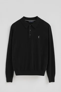 Polo Club Pulls*Pull à col polo en laine mélangée avec broderie Rigby Go Noir