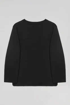 Polo Club Pulls*Pull à col ronde avec bouton nacré Noir