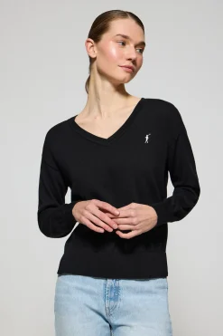 Polo Club Pulls*Pull en maille à col en V et logo brodé Rigby Go Noir