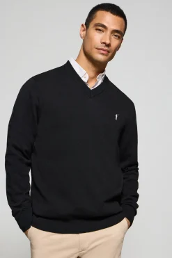 Polo Club Pulls*Pull en maille à col en V et broderie Rigby Go Noir