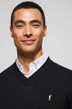 Polo Club Pulls*Pull en maille à col en V et broderie Rigby Go Noir