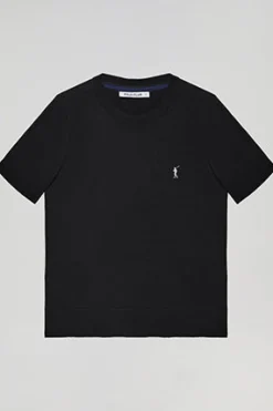 Polo Club Pulls*Pull en maille à col ras du cou à manches courtes et logo Rigby Go Noir