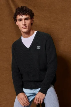 Polo Club Pulls*Pull en maille en jauge 9 avec détail Noir
