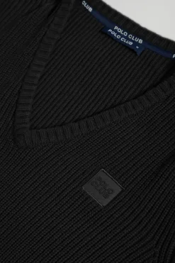 Polo Club Pulls*Pull en maille en jauge 9 avec détail Noir