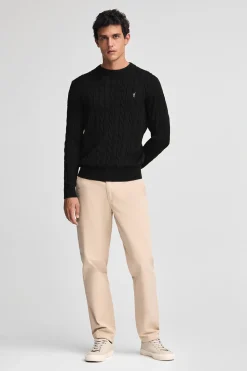 Polo Club Pulls*Pull en maille tressée en laine mélangée avec broderie Rigby Go Noir