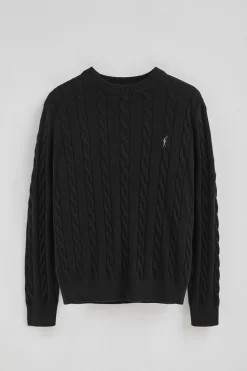 Polo Club Pulls*Pull en maille tressée en laine mélangée avec broderie Rigby Go Noir