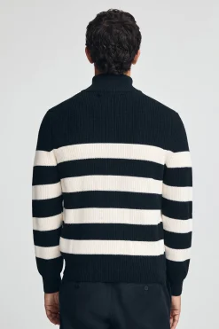 Polo Club Pulls*Pull rayé bleu marine et écru avec écusson nautique Bleu Marine-Écru