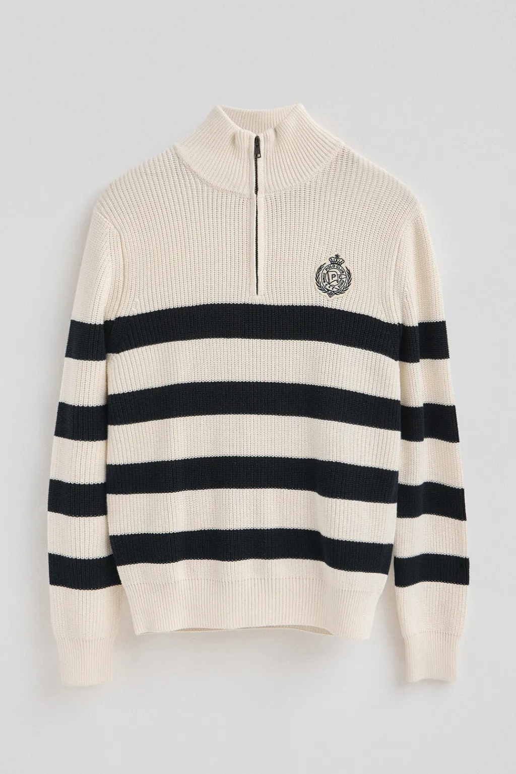 Polo Club Pulls*Pull rayé écru et bleu marine avec écusson nautique Écru-Marine