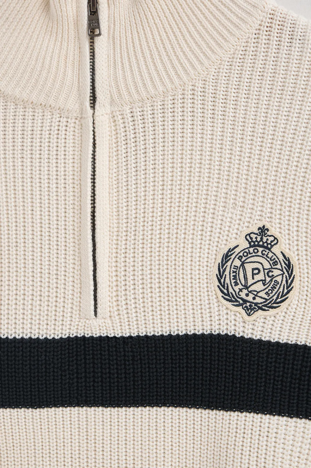 Polo Club Pulls*Pull rayé écru et bleu marine avec écusson nautique Écru-Marine