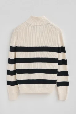 Polo Club Pulls*Pull rayé écru et bleu marine avec écusson nautique Écru-Marine