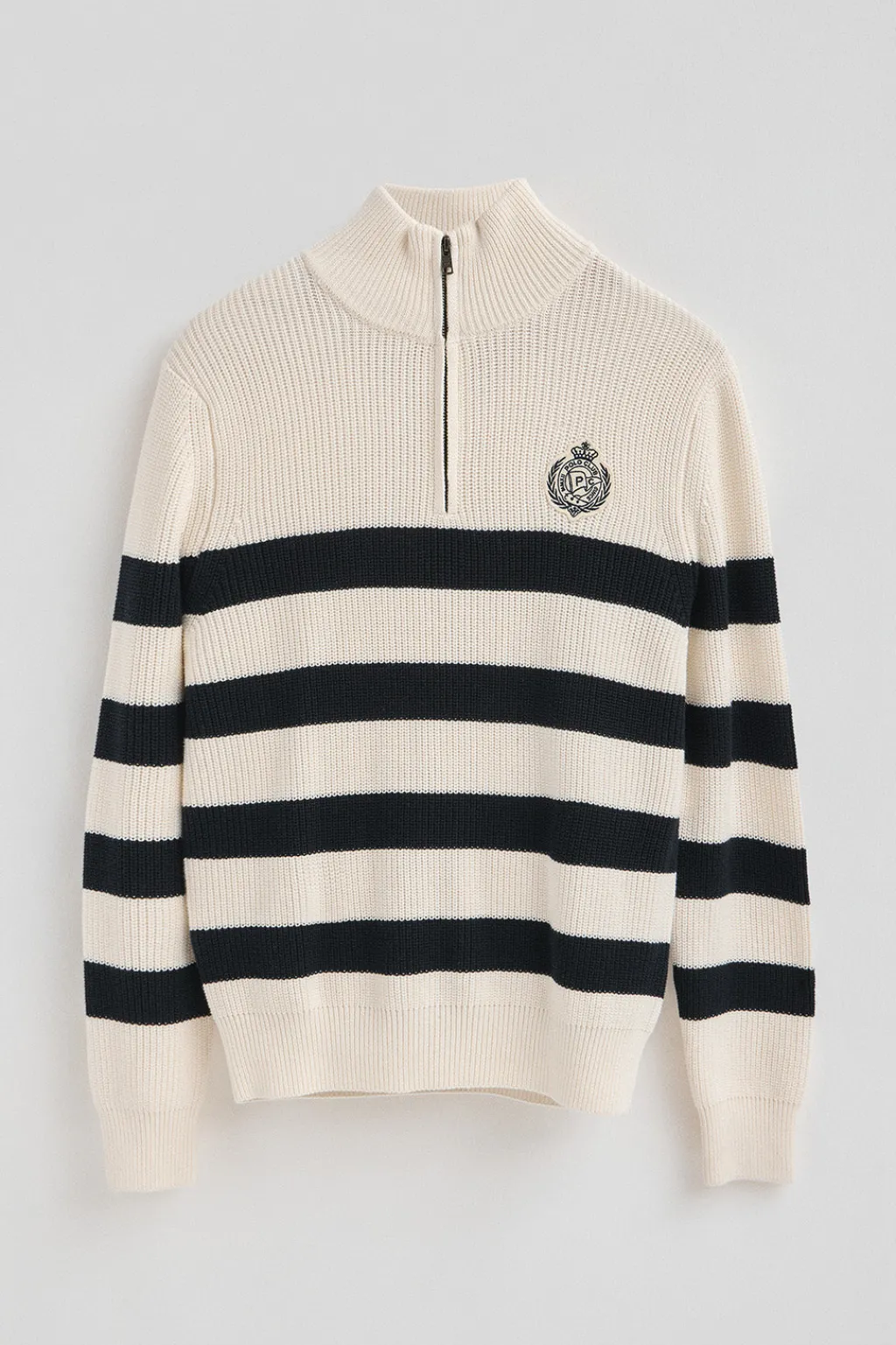 Polo Club Pulls*Pull rayé écru et bleu marine avec écusson nautique Écru-Marine
