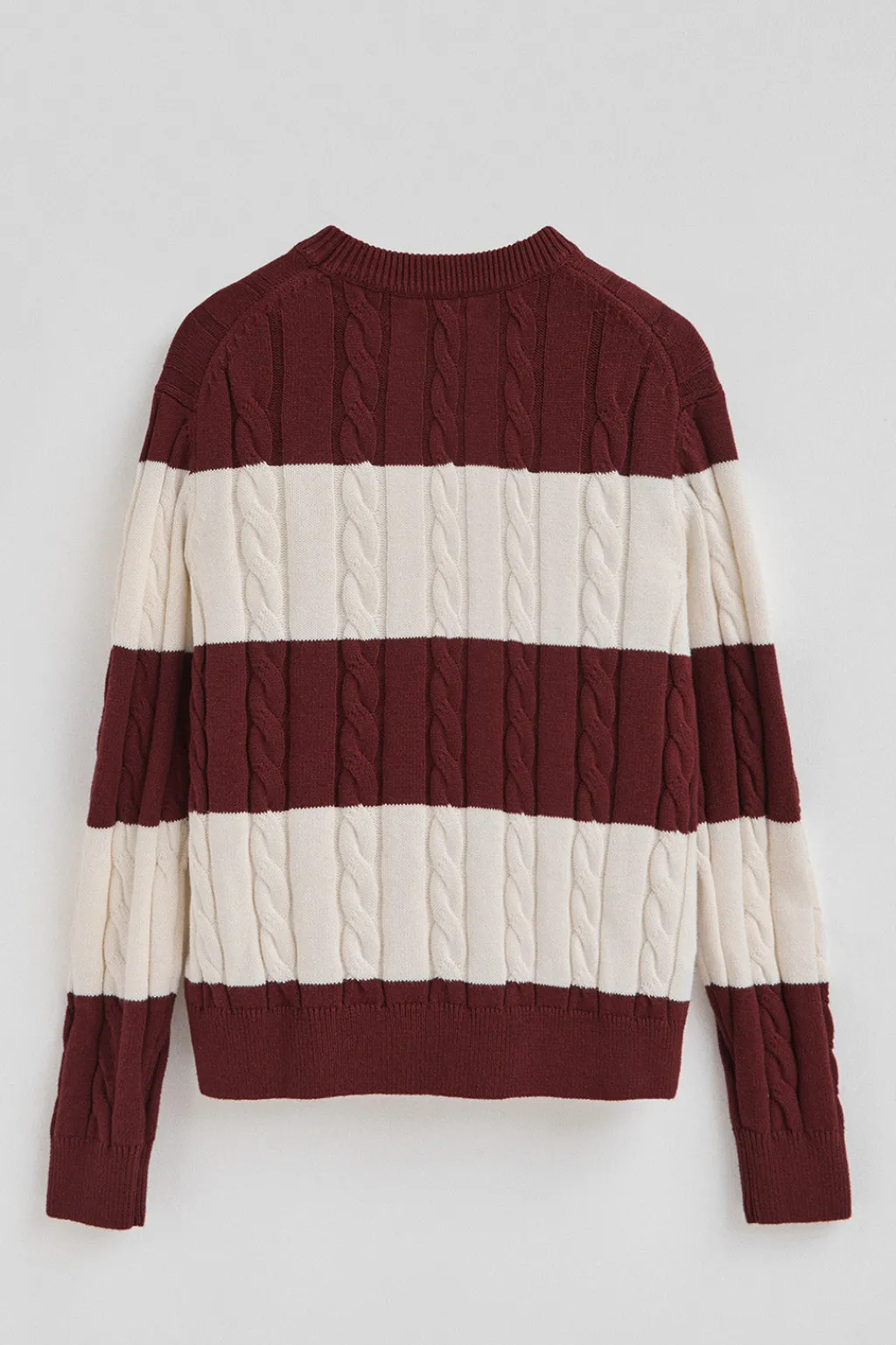 Polo Club Pulls*Pull rayé grenat et écru avec en maille tressée et écusson Grenat-Écru Blanc