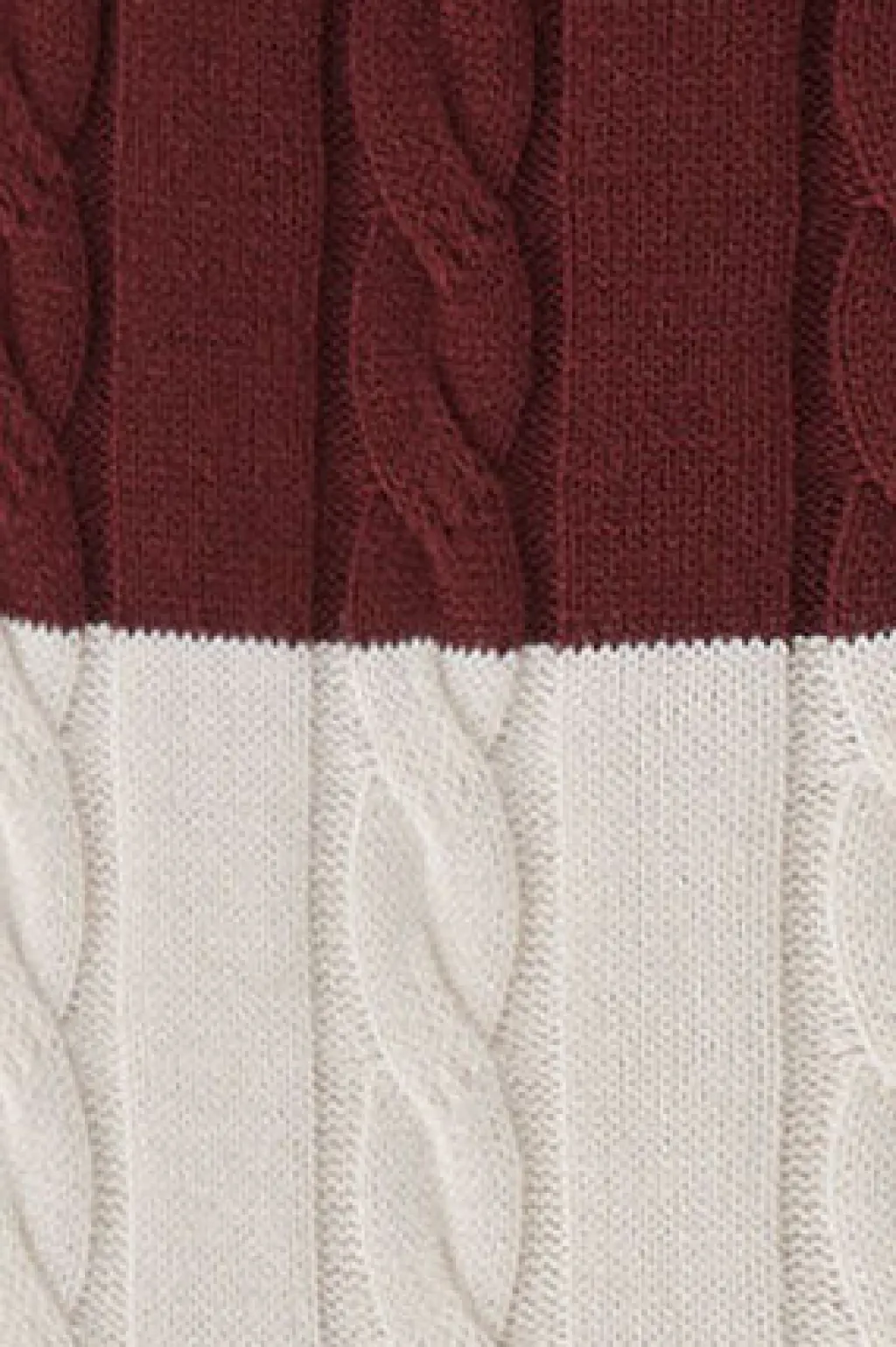 Polo Club Pulls*Pull rayé grenat et écru avec en maille tressée et écusson Grenat-Écru Blanc