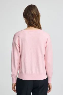 Polo Club Pulls*Pull rose chiné à col V en laine mélangée et broderie Rigby Go Forcer Le Rose