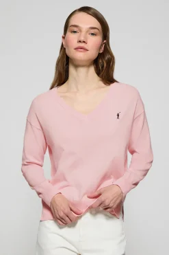 Polo Club Pulls*Pull en maille à col en V et logo brodé Rigby Go Rose
