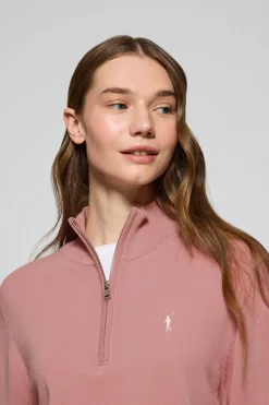 Polo Club Pulls*Pull rose pastel en maille à fermeture éclair partielle et Rigby Go brodé Rose poudré