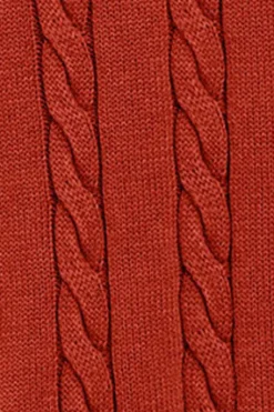 Polo Club Pulls*Pull rougeâtre tressé garment dye et logo brodé Rouge tuile