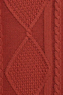 Polo Club Pulls*Pull tressé Nil orangé zippé et détail Rouge