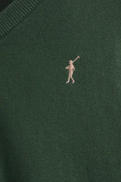 Polo Club Pulls*Pull vert boue à col V en laine mélangée avec broderie Rigby Go Vert chaud