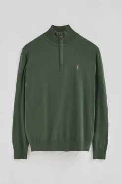 Polo Club Pulls*Pull vert boue à fermeture éclair partielle éclair et laine mélangée avec broderie Rigby Go Vert chaud