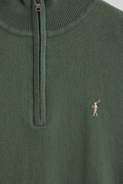 Polo Club Pulls*Pull vert boue à fermeture éclair partielle éclair et laine mélangée avec broderie Rigby Go Vert chaud
