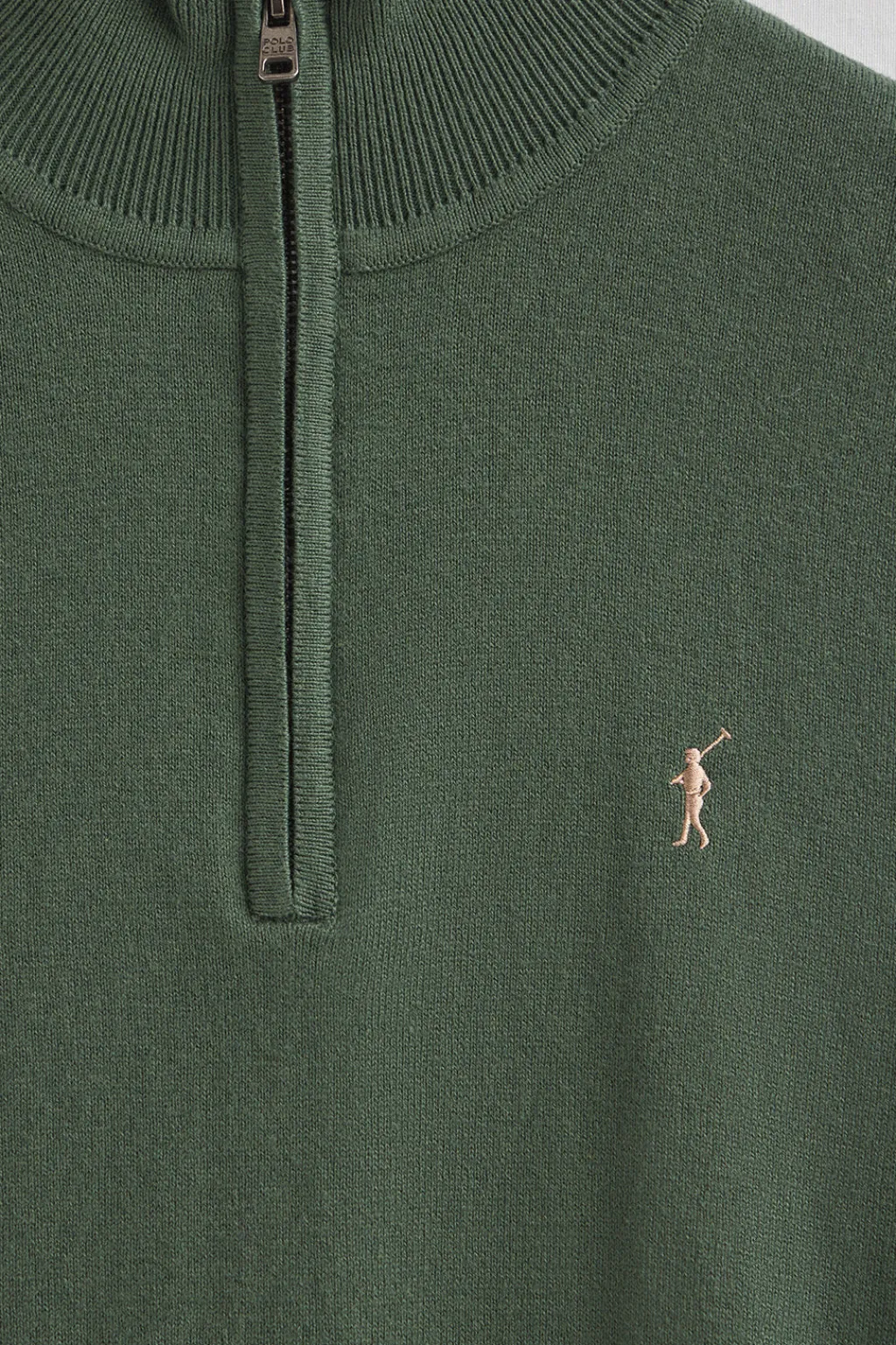 Polo Club Pulls*Pull vert boue à fermeture éclair partielle éclair et laine mélangée avec broderie Rigby Go Vert chaud