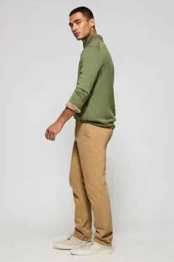 Polo Club Pulls*Pull vert clair à fermeture éclair partielle garment dye et logo brodé Vert sauge