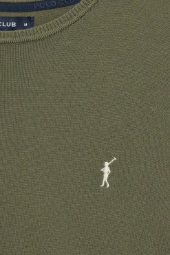 Polo Club Pulls*Pull vert clair en maille à col ras du cou et broderie Rigby Go Vert sauge