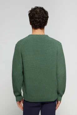 Polo Club Pulls*Pull vert en maille en jauge 9 avec détail Vert forêt foncé