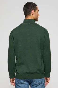 Polo Club Pulls*Pull vert émeraude à fermeture éclair partielle garment dye et logo brodé Émeraude foncée