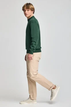 Polo Club Pulls*Pull vert émeraude garment dye à col ras du cou et logo brodé Émeraude foncée