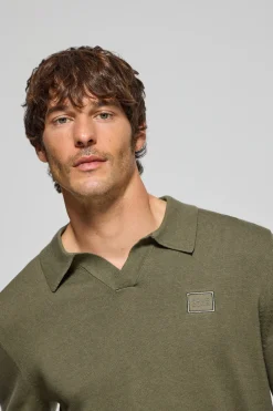 Polo Club Pulls|Polos*Pull Martin à col polo en V et détail Vert militaire