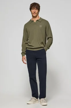 Polo Club Pulls|Polos*Pull Martin à col polo en V et détail Vert militaire