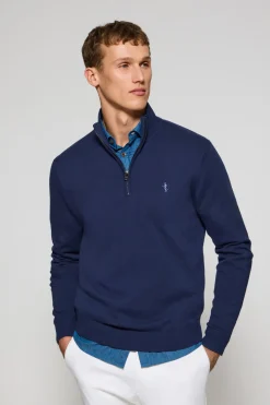 Polo Club Pulls*Pull violet bleuté zippé et Rigby Go brodé Bleu Violet