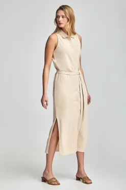 Polo Club Robes*Robe sans manches, boutonnée, avec monogramme brodé Beige