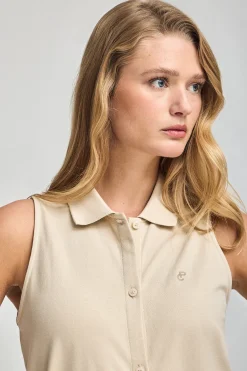 Polo Club Robes*Robe sans manches, boutonnée, avec monogramme brodé Beige