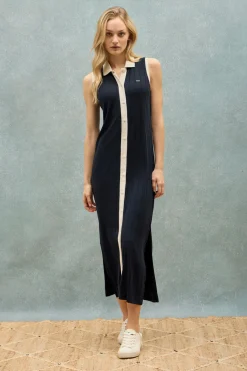 Polo Club Robes*Robe sans manches avec bouton nacré Bleu Marine