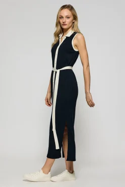 Polo Club Robes*Robe sans manches avec bouton nacré Bleu Marine