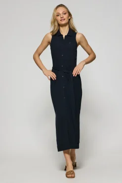 Polo Club Robes*Robe sans manches, boutonnée, avec monogramme brodé Bleu Marine