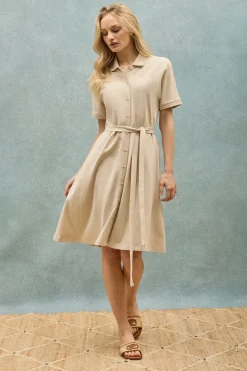 Polo Club Robes*Robe boutonnée avec broderie PC Beige